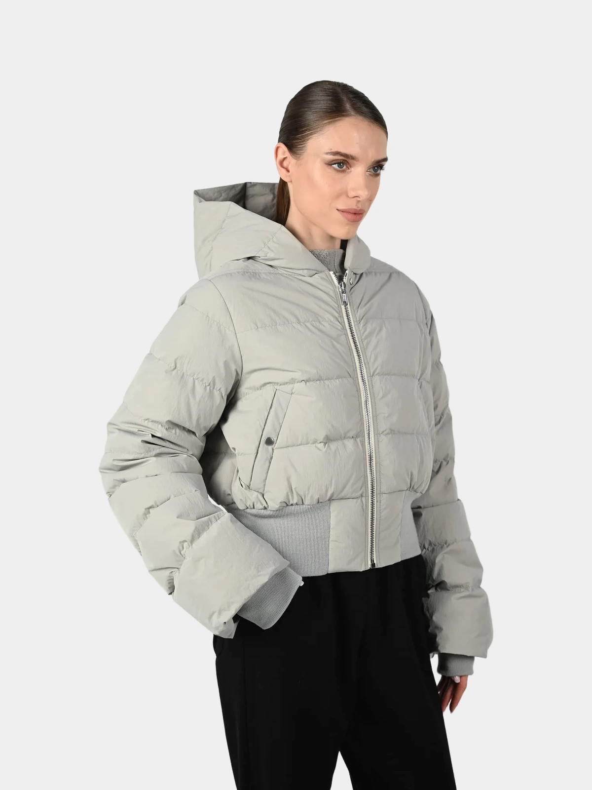 Пуховик Rick Owens короткий сірий - INVOGA