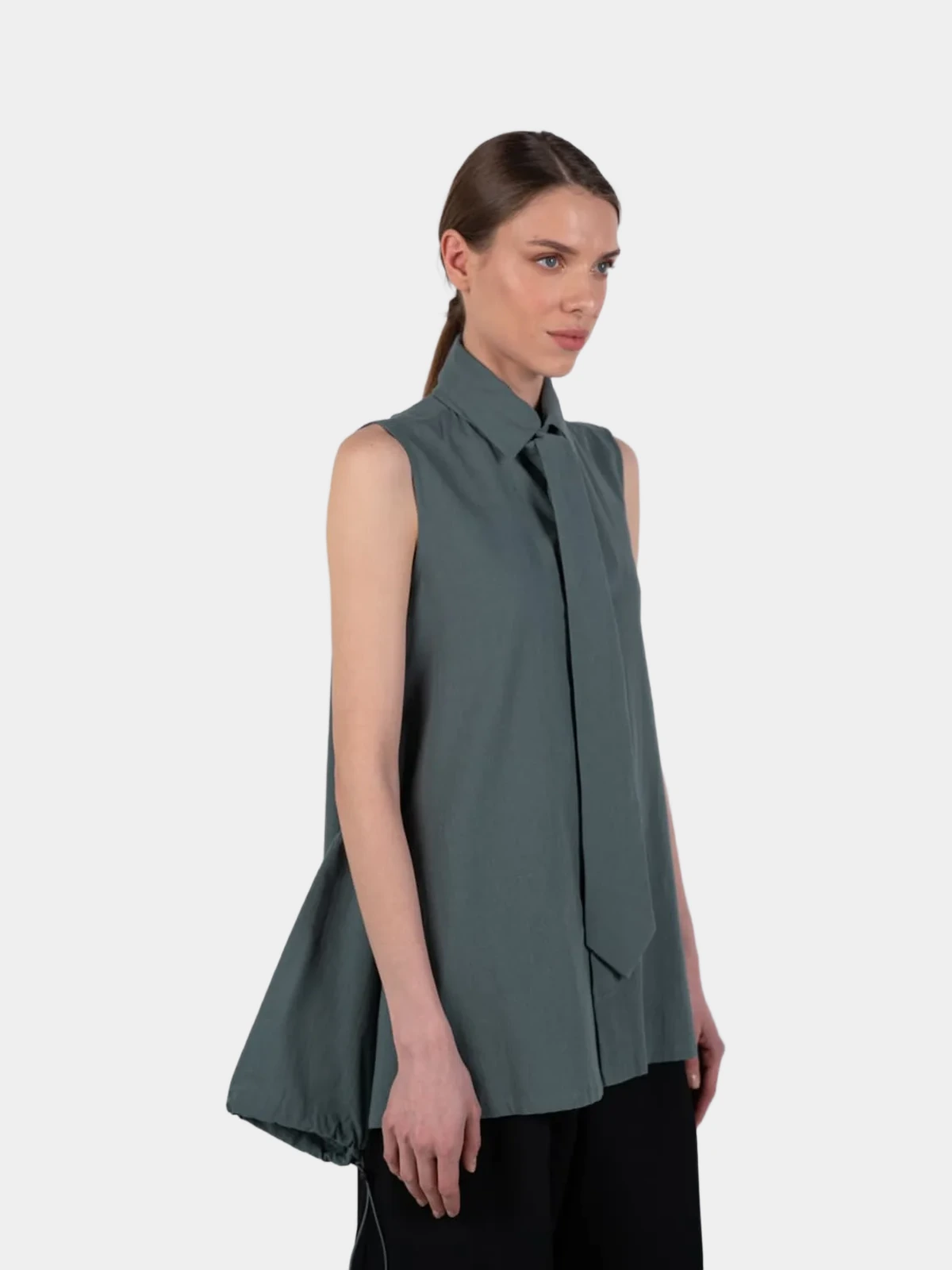 23674282-ba0e-4d4a-a459-02581d6f7eeb Блуза Yohji Yamamoto оливкова без рукавів - INVOGA