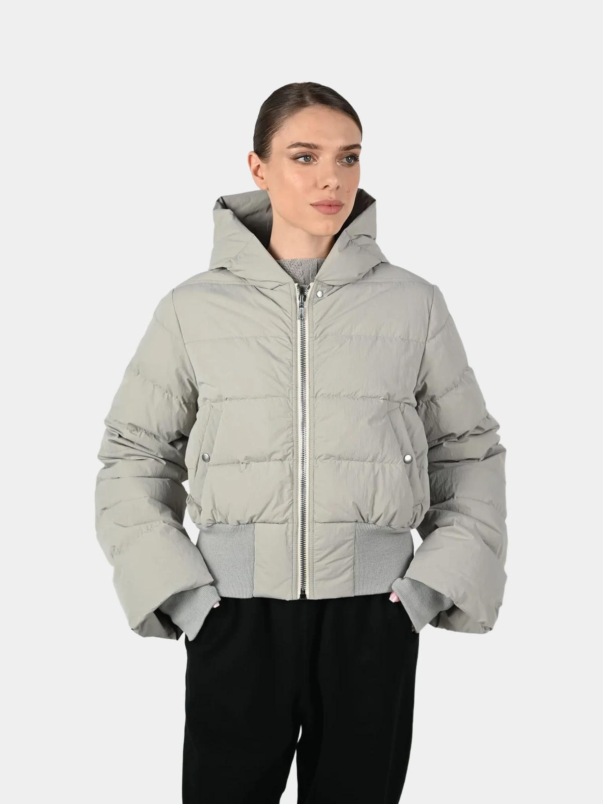Пуховик Rick Owens короткий сірий - INVOGA