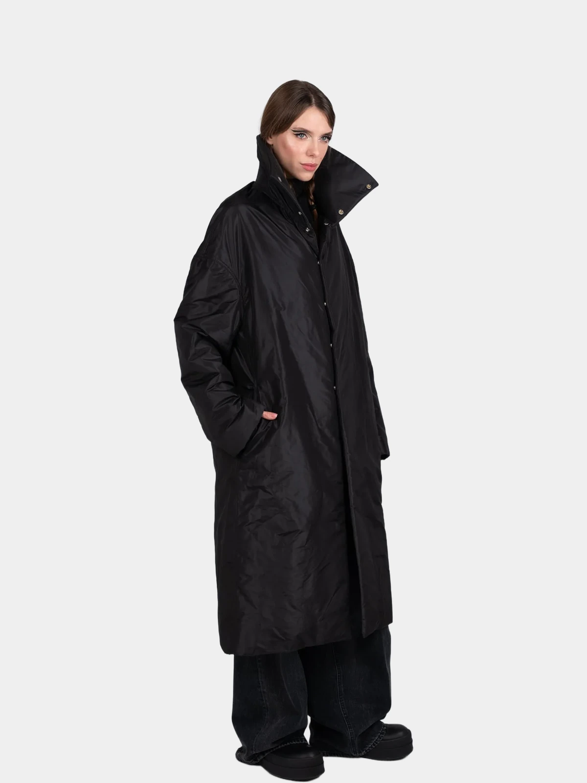 Пальто-плащ Dracucollar Mac Rick Owens чорний - INVOGA