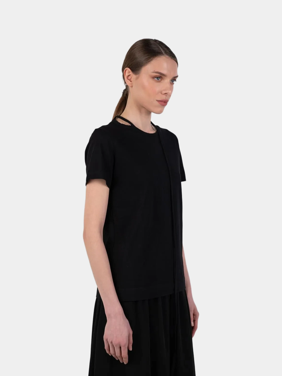 Футболка Yohji Yamamoto чорна з тканини Ultima - INVOGA