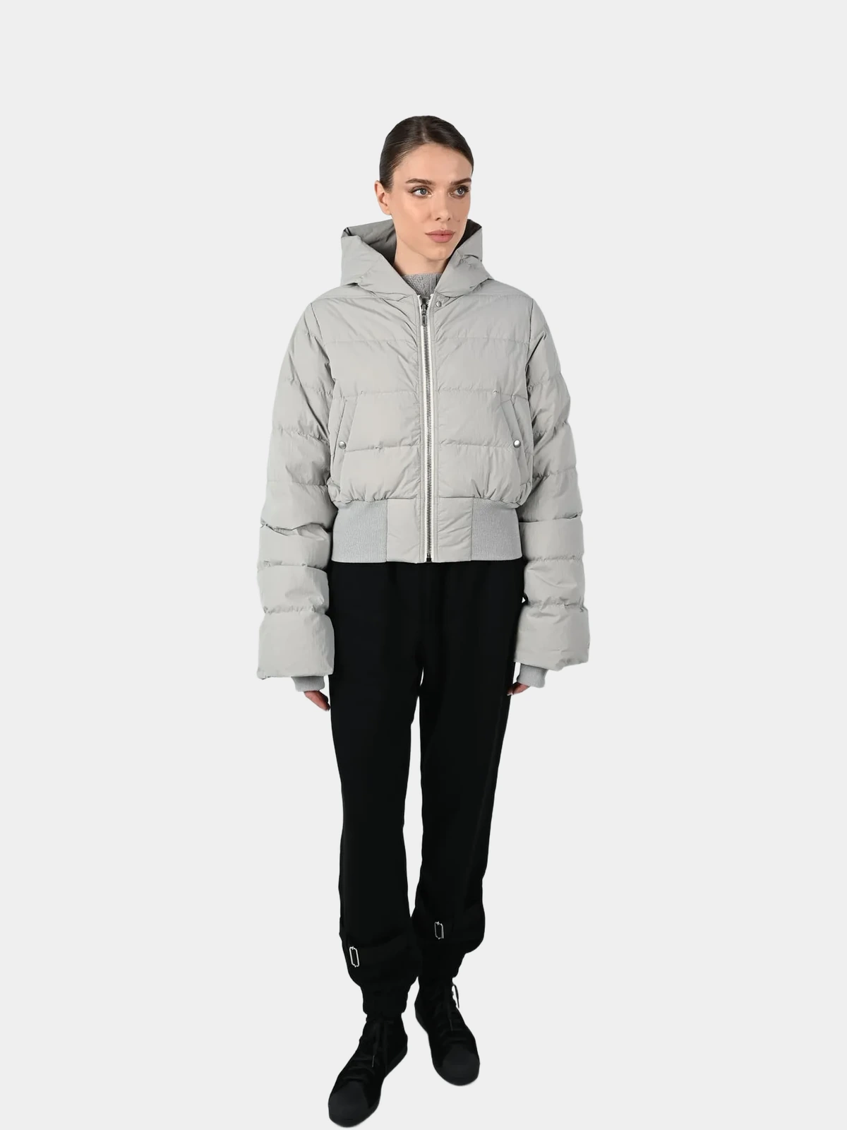 Пуховик Rick Owens короткий сірий - INVOGA