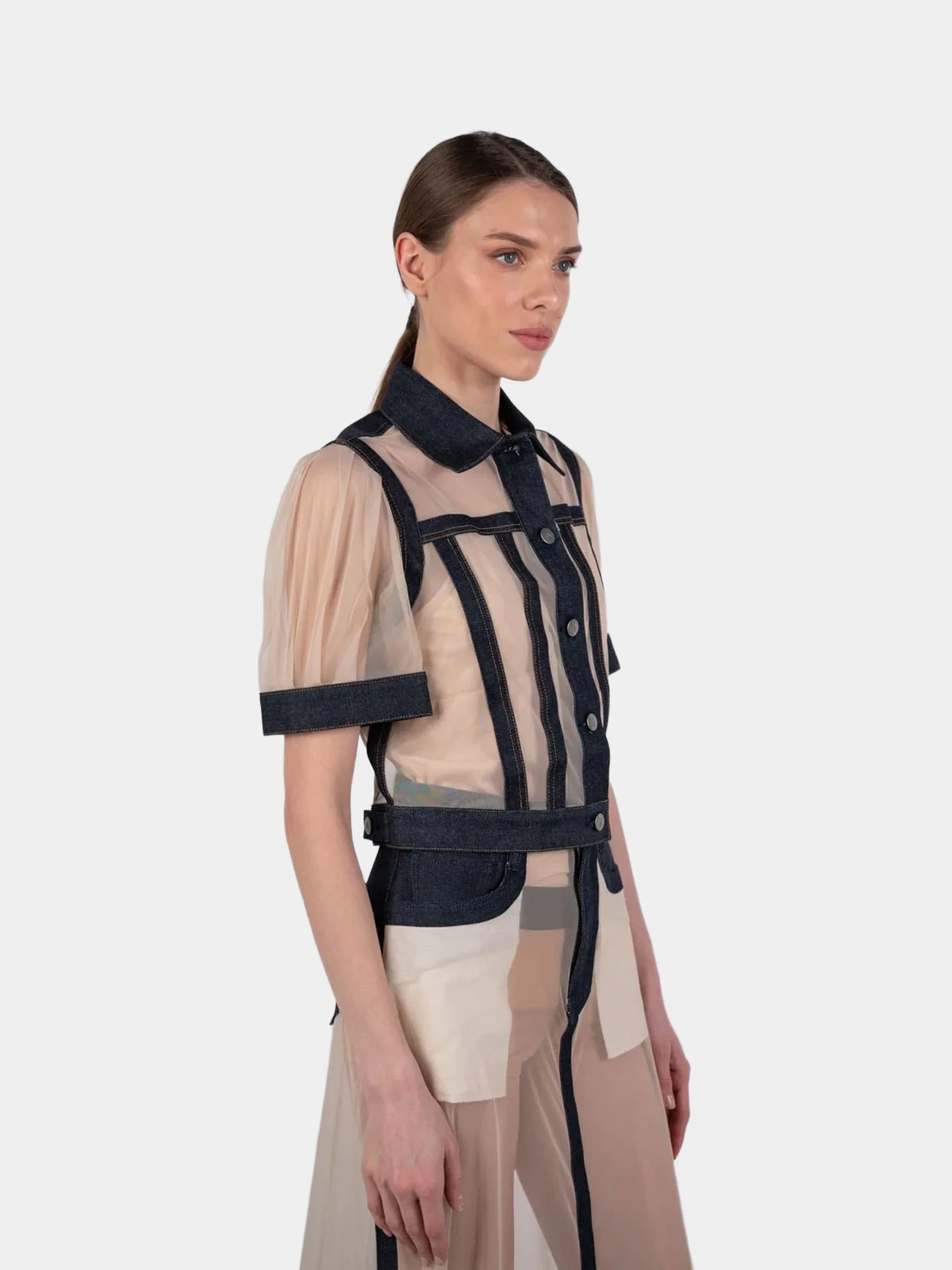 Invisible denim jaket Anrealage з прозорим тюлем - INVOGA