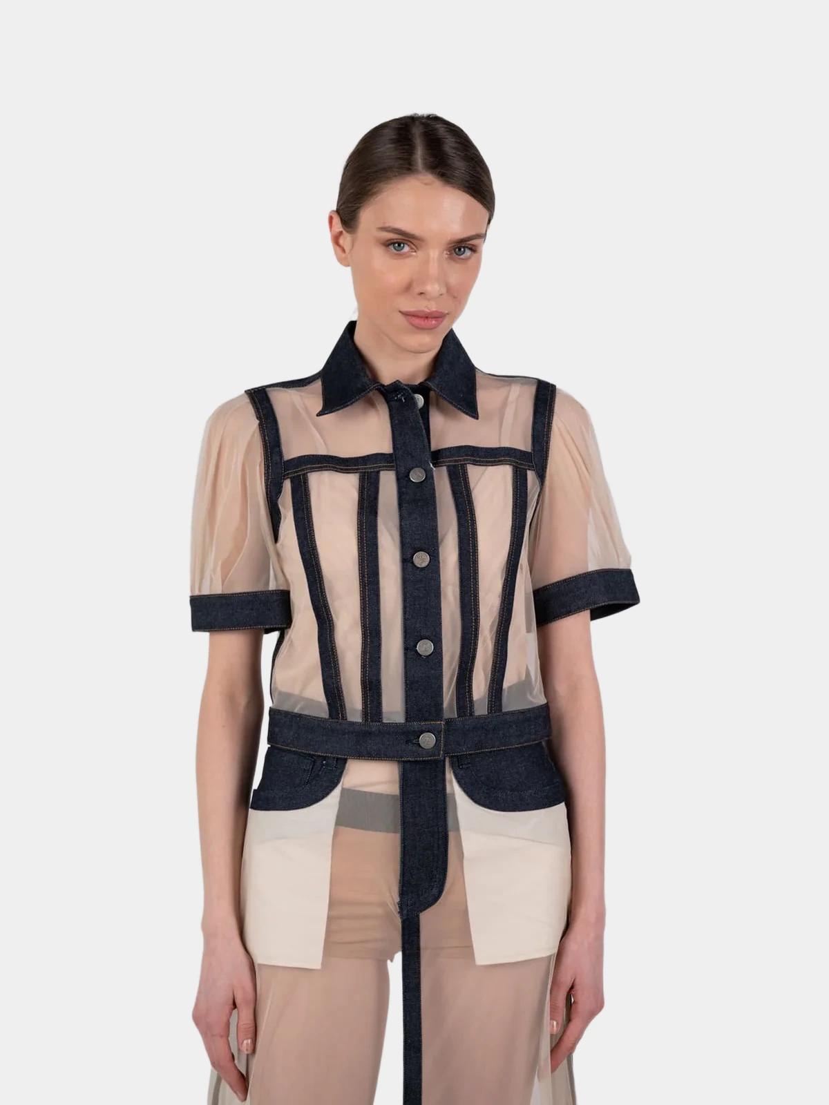 Invisible denim jaket Anrealage з прозорим тюлем - INVOGA