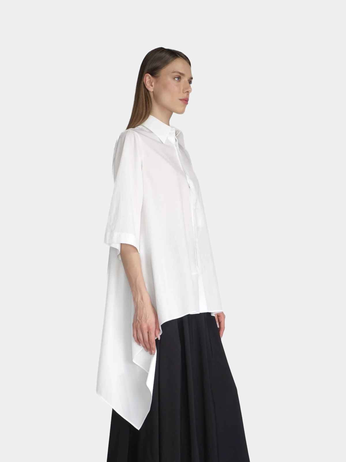 Сорочка Yohji Yamamoto біла з коротким рукавом - INVOGA