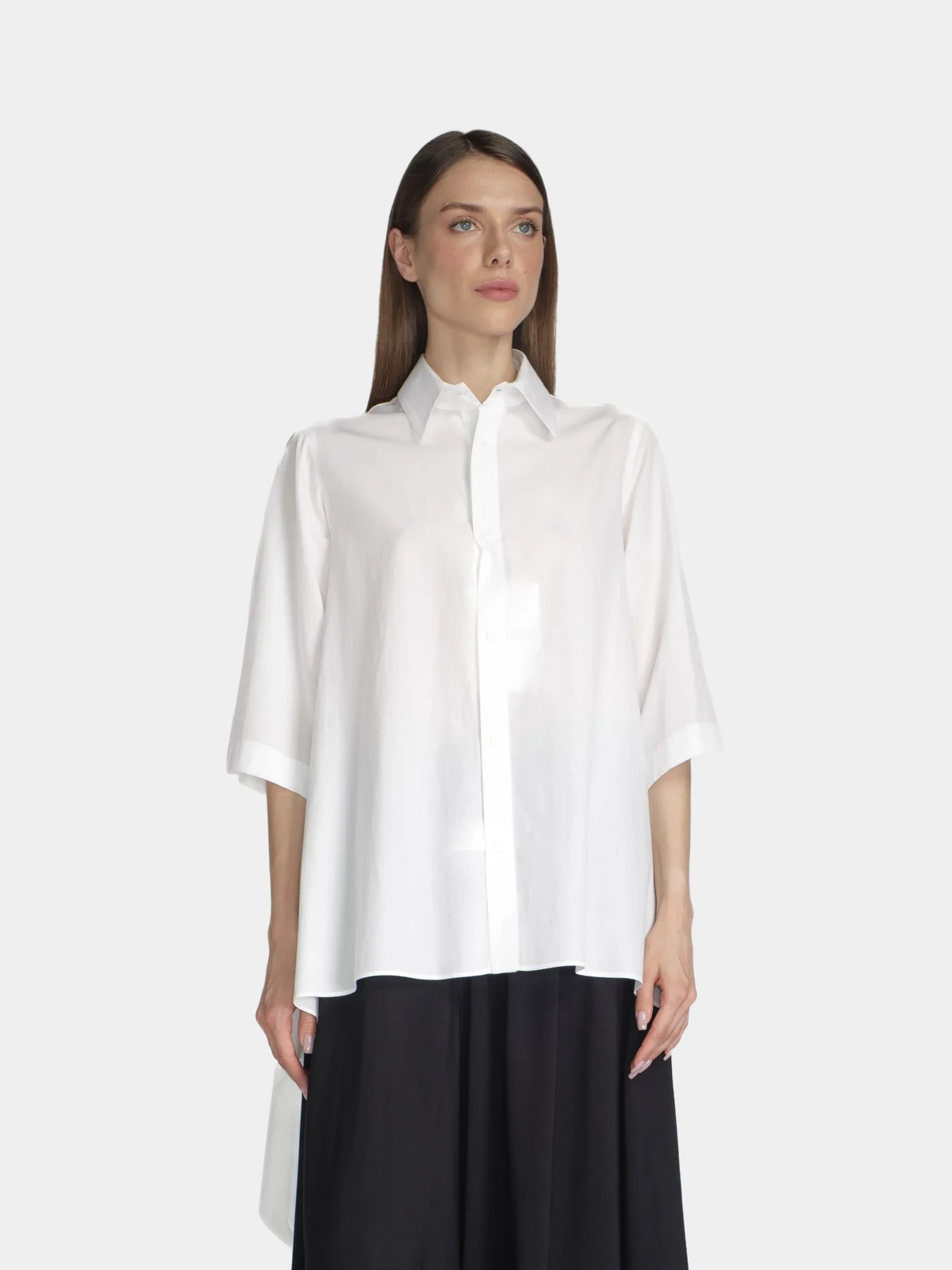 Сорочка Yohji Yamamoto біла з коротким рукавом - INVOGA