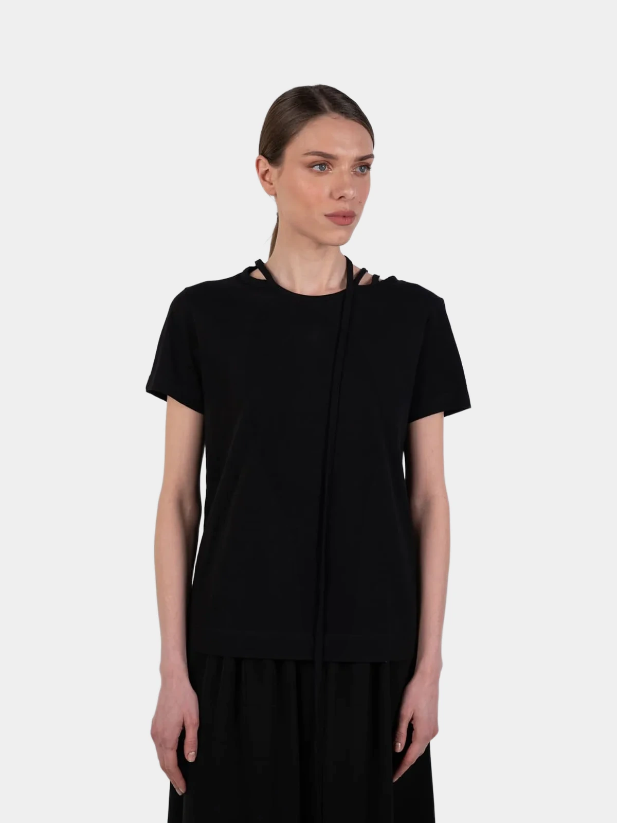 Футболка Yohji Yamamoto чорна з тканини Ultima - INVOGA