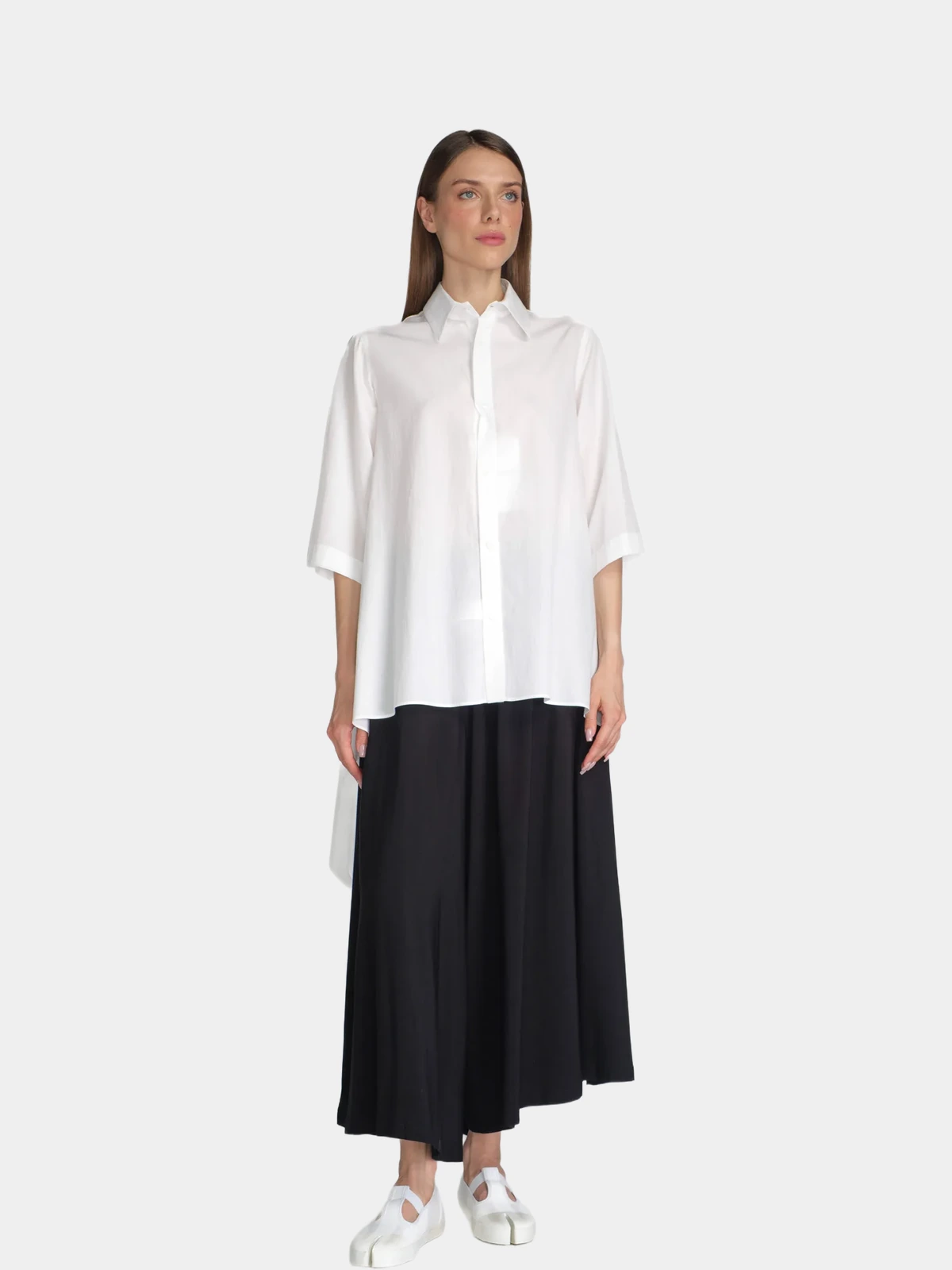 Сорочка Yohji Yamamoto біла з коротким рукавом - INVOGA